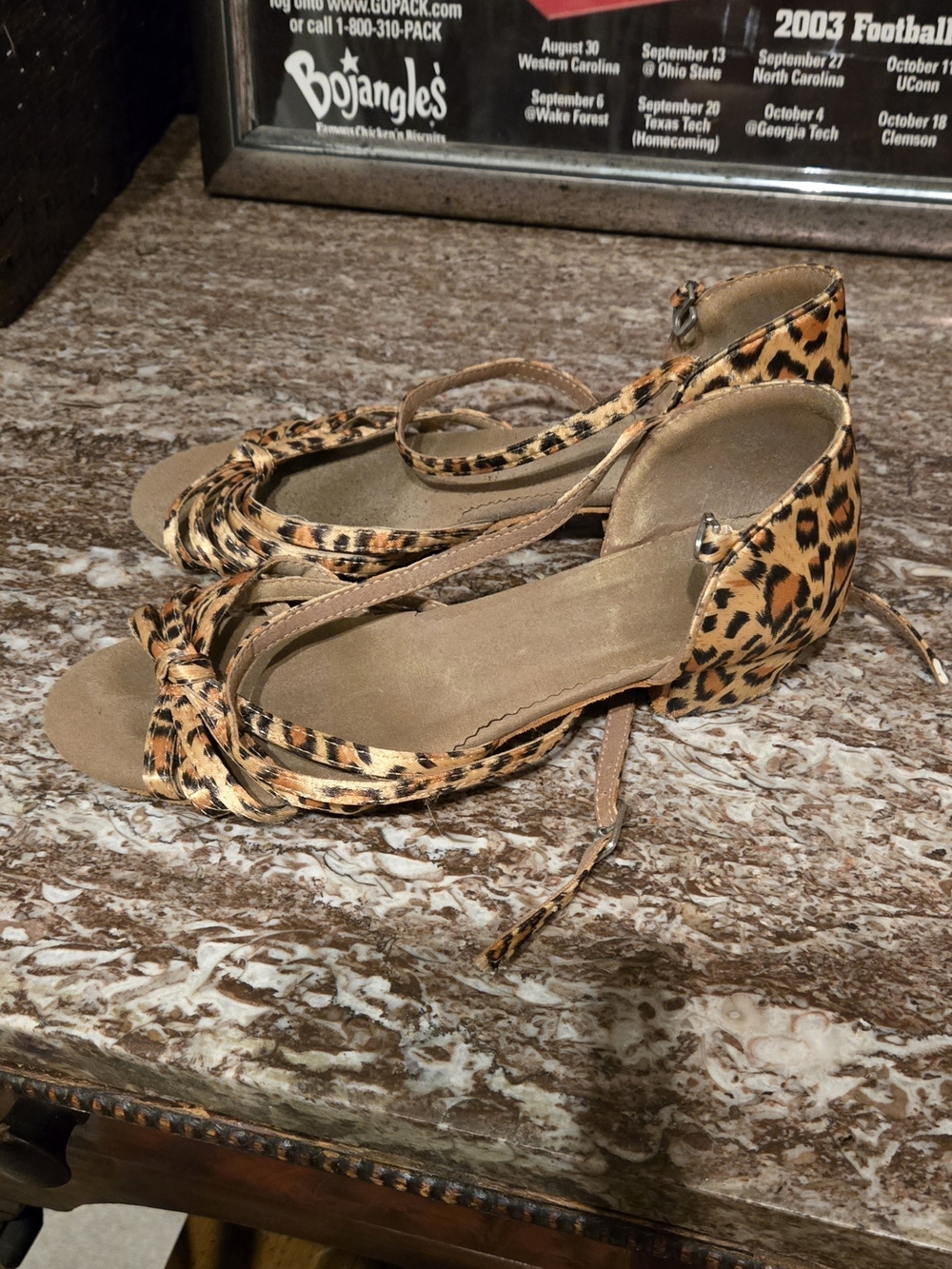 Leopard Print Women’s Ankle-Tie Sandals in Brown
